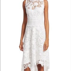 ✨Nanette Lepore White Butterfly Lace Dress with Assymetrical Hem, Sz10, NWT